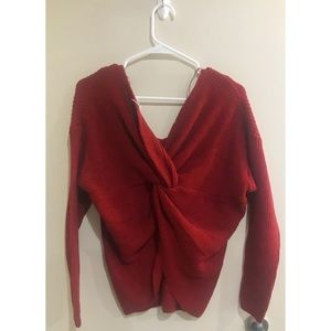 Miracle Knot Back Red Sweater